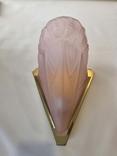 VTG Sconce Light French ART DECO Pressed Glass Frosted Mauve Pink Rare picture