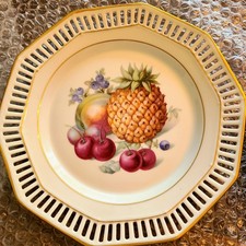 Schumann Germany Porcelain Collector Plate Fruit Pattern Pierced Rim picture