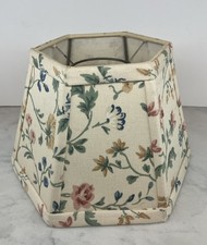 Vintage Hexagon Fabric Oil Lamp Shade Chimney Hurricane Beige Floral 6 Sided picture