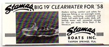 1958 Vintage Ad Stamas Big 19' Clearwater Boats for '58 Tarpon Springs,FL picture