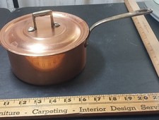 Vintage Copper Cookware Sauce Pan with Lid, Slightly Used picture