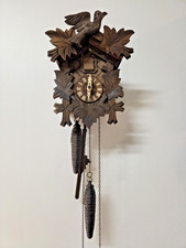 Vintage German Black Forest Cuckoo Clock Regula 25-A 1-Day Moving Bird Leaves picture