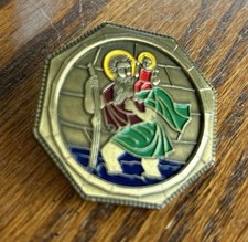 St. Christopher enamel magnet italy saint vintage Clip On jesus christ catholic picture