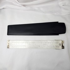 Vintage Acu-math No. 500 Slide Rule Ruler White With Black Case Made In USA picture