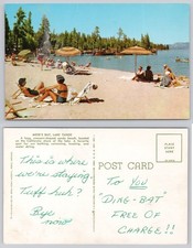 Meek's Bay Lake Tahoe Beach 1958 Chrome Postcard Vintage California Nevada picture
