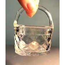 803. Vintage Clear Glass Basket Trinket or Ring Basket picture
