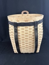 Adirondack Gathering Trapper Woven Basket Backpack Rustic Decor Canvas Strap picture