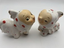 Wales Anthropomorphic Kissing Koi Fish S&P Shakers Ceramic Red Polka Dot Rare picture