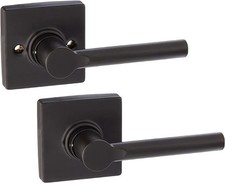 Kwikset Tonebridge Matte Black Hall/Closet Door Lever with Square Rose picture