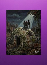 Mothman TNT Bunker ACEO | Point Pleasant Cryptid Folk Art | Red Eye Ruins picture