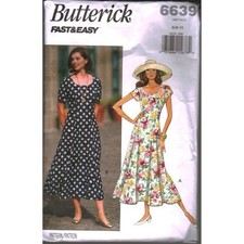 Butterick 6639 Sewing Pattern Misses Flared Dress Princess Seams Size 6 8 10 picture