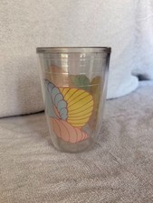 Vintage Plastic Tumbler Featuring Pastel Seashell Pattern- Set of 4 picture