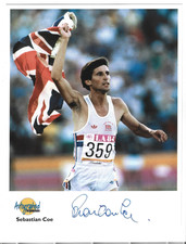 Sebastian Coe, hand signed 8 x 10'' colour photo after winning gold medal picture