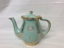 Vintage Price Bros. England Teapot, Pale Egg Blue & Gold picture