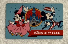 WALT DISNEY gift card. Mickey & Minnie red white blue by the castle picture