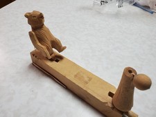 Vintage Hand-Carved Folk Russian Wood Toy -  Bear Target Shooter Bogorodskoye picture
