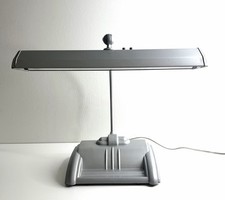 VTG Acme Light Art Deco Desk Lamp Silver Fluorescent Streamline Working picture
