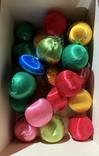 Vintage Satin Thread Christmas Ball Ornaments Lot of Mixed Colors Mid-Century picture