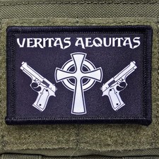 Veritas Aequitas Patch Moral Tactical Truth And Justice USA Flag Hook & Loop 3x2 picture
