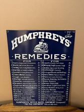 Vintage Humphreys’ Remedies Medicine Sign Used 16x12 Original- Great Condition picture
