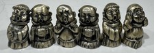 Vintage Peltro Argentato 999 Italy Singing Monk Choir Figurines Set of 6 picture