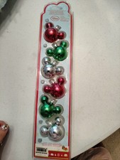 Vtg Set of 6 MICKEY ICON EARS Disney Store Parks Ball Ornament Red Green Glass picture