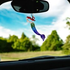 Mermaid Hand Blown Glass Figurine,Rear-view Mirror Car Accessories, Garden Decor picture