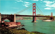 Vintage Golden Gate Bridge San Francisco Chrome Postcard Mike Roberts picture