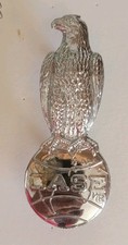 Vtg CASE Tractor EAGLE ON GLOBE Silver Metal Front Chrome EMBLEM Hood Ornament picture