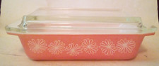 VTG PYREX PINK DAISY 2 QUART CASSEROLE DISH W/LID 575-B AG picture