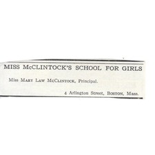 Miss McClintock's School for Girls Boston MA Mary McClintock c1920 Ad AG4-S8 picture