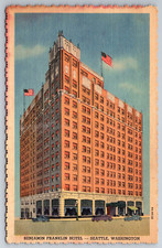 Vintage Postcard WA Seattle Benjamin Franklin Hotel Linen ~7018 picture