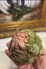 Majolica Glazed Hand Painted Ceramic ARTICHOKE MINT CONDITION Vintage picture
