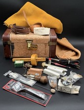Vintage Leatherworking Tool Lot w/ Storage Case Leather Scraps Tools As Is picture