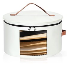 Kovpnor Round Hat Box, Stackable Felt Hat Boxes for Women Storage, Foldable Prem picture