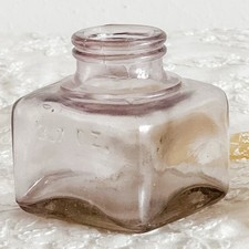 1900s Antique Lavender Ink Bottle Glass Inkwell picture