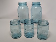 Option 1 (Recommended): Lot of 5 Vintage Aqua Ball Perfect Mason Jars 1913-1915 picture