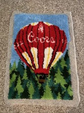 SUPER RARE VINTAGE COORS BEER LATCH HOOK HOT AIR BALLOON CRAFT PROJECT 35” X 23” picture