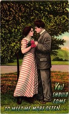 Vintage Romantic Couple Postcard - Early 1900s Sentimental Art Illustration picture