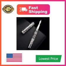 HONG DIAN Piston Fountain Pen Fine Silver picture