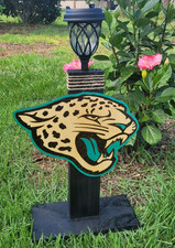 Hand Burned & Painted Wood Free Standing Jacksonville Jaguars Jaguar  Yard Sign picture