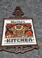 Martha's Kitchen Ceramic and Cast Iron Trivet Wall Decor Vintage MCM 1970's picture