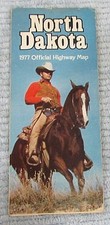 Vintage 1977 Official Highway Map North Dakota Art Link Governor Cowboy Horse picture