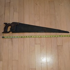 Antique Early 1900s Or Older Hand Saw Square Bolts Unique Carved Wood Handle picture