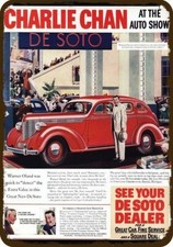 1937 DESOTO Red Car Vintage Look DECORATIVE METAL SIGN - Actor CHARLIE CHAN picture