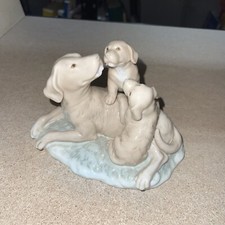 Valencia Figurine 2004 Two Puppies Playing With Their Mom Roman INC. picture
