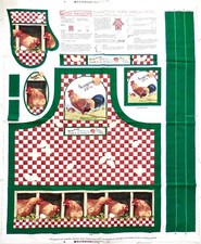 Sunnyside Farms Apron Kit,Make-it-Yourself Apron,Cotton,Roosters,Eggs,Red Check picture