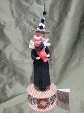 Dee Foust Bethany Lowe Halloween 13 Inch Witch with Baby Pumpkinhead Container picture
