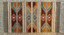 Vtg Handwoven Tagged Zapotec Style Wool Rug Oaxaca Mexican Southwestern 32x57 picture