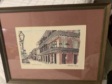 Vtg.Signed A. Dedlila Lithograph French Quarter New Orleans Aug 1975  #5 Framed picture